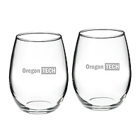 Oregon Tech Hustlin' Owls Team Design Two-Piece 21oz. Stemless Wine Glass Set