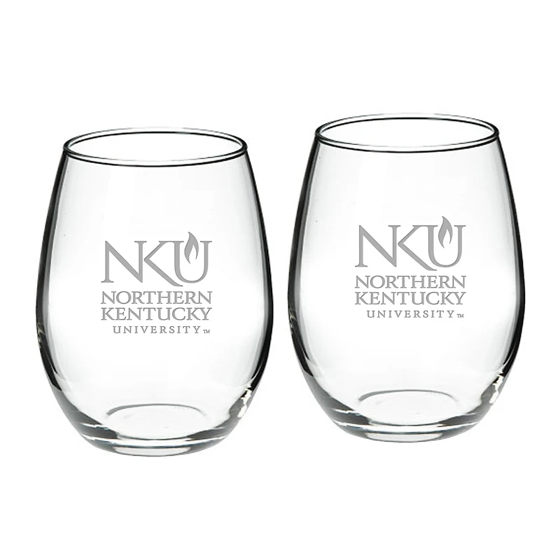 Northern Kentucky University Norse Team Design Two-Piece 21oz. Stemless Wine Glass Set