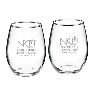 Northern Kentucky University Norse Team Design Two-Piece 21oz. Stemless Wine Glass Set