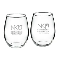 Northern Kentucky University Norse Team Design Two-Piece 21oz. Stemless Wine Glass Set