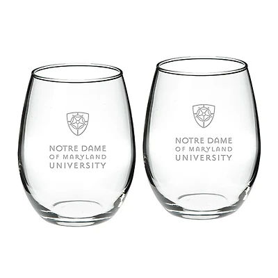 Notre Dame of Maryland Gators Team Design Two-Piece 21oz. Stemless Wine Glass Set