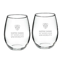 Notre Dame of Maryland Gators Team Design Two-Piece 21oz. Stemless Wine Glass Set