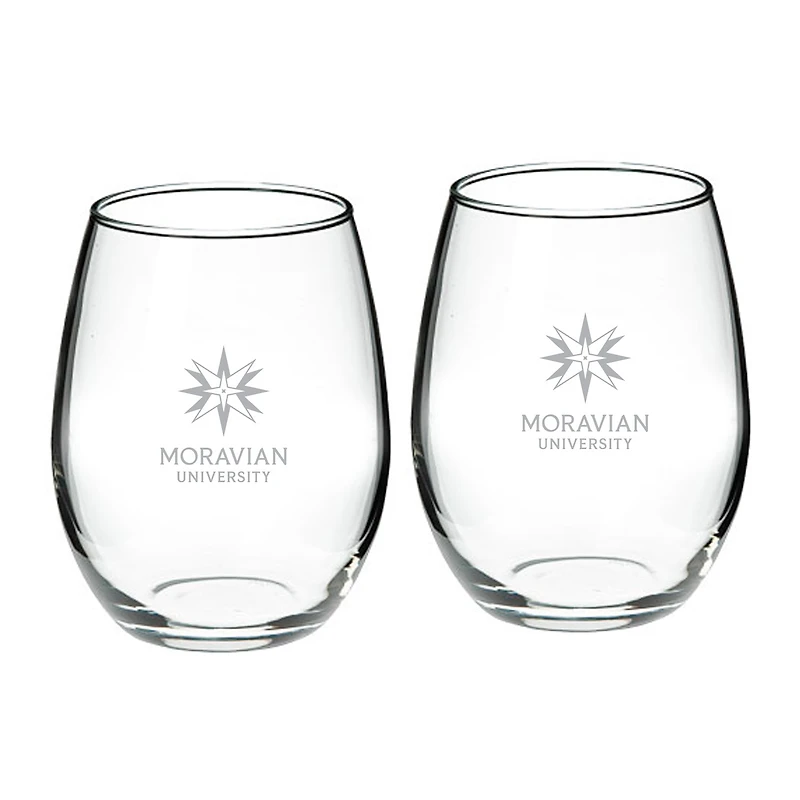Moravian Greyhounds Team Design Two-Piece 21oz. Stemless Wine Glass Set