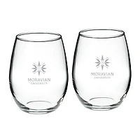 Moravian Greyhounds Team Design Two-Piece 21oz. Stemless Wine Glass Set