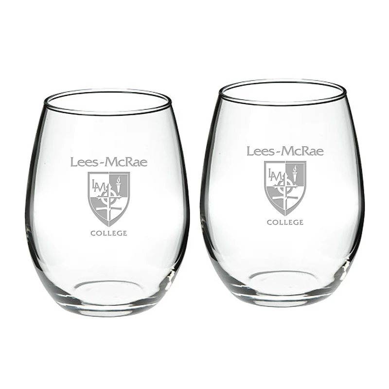 Lees-McRae Bobcats Team Design Two-Piece 21oz. Stemless Wine Glass Set