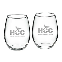 Houston Community College Team Design Two-Piece 21oz. Stemless Wine Glass Set
