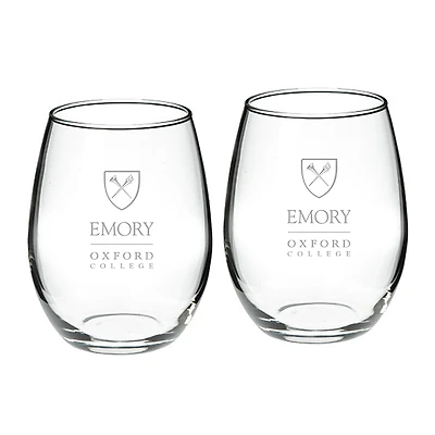Oxford College Team Design Two-Piece 21oz. Stemless Wine Glass Set