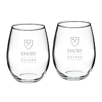 Oxford College Team Design Two-Piece 21oz. Stemless Wine Glass Set
