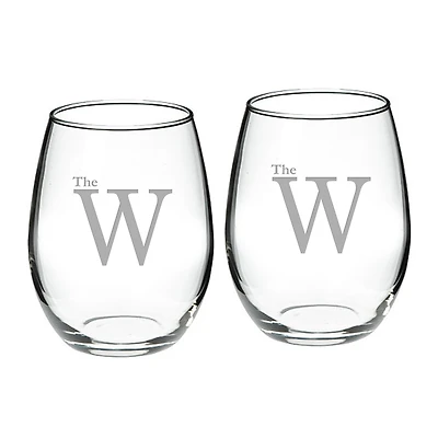 Mississippi University for Women Owls Team Design Two-Piece 21oz. Stemless Wine Glass Set
