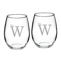 Mississippi University for Women Owls Team Design Two-Piece 21oz. Stemless Wine Glass Set
