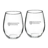 Nazareth College Golden Flyers Team Design Two-Piece 21oz. Stemless Wine Glass Set