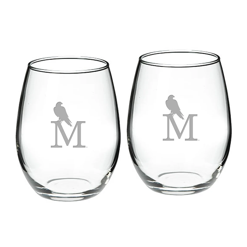 Montevallo Falcons Team Logo Two-Piece 21oz. Stemless Wine Glass Set