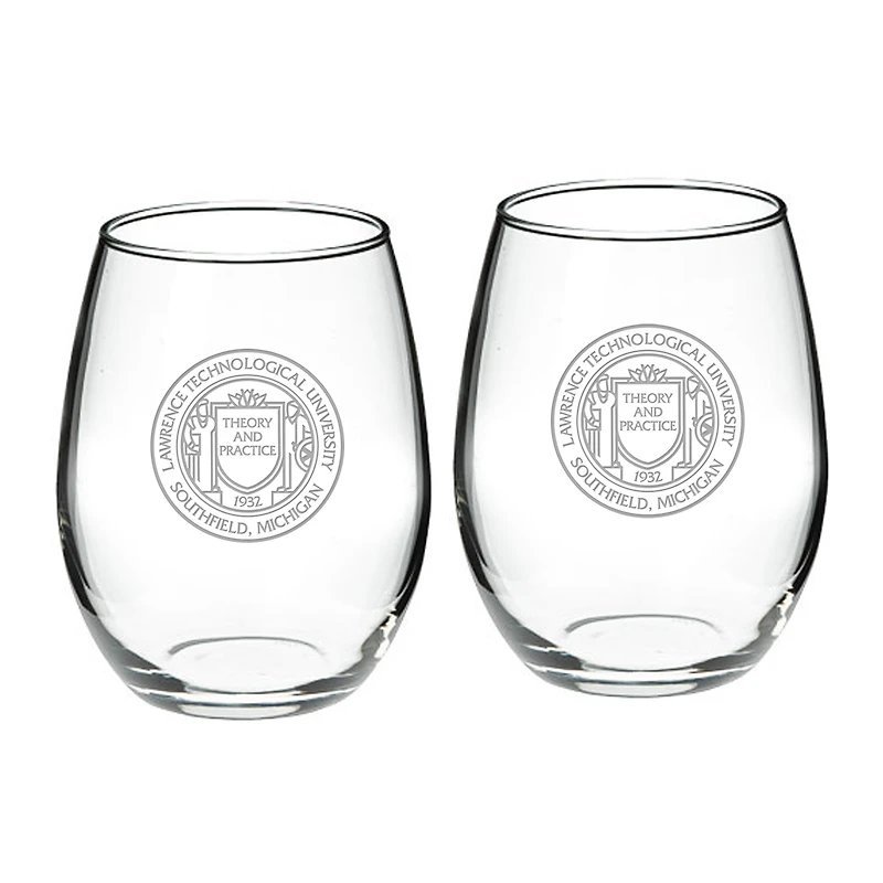 Lawrence Technological University Blue Devils Team Design Two-Piece 21oz. Stemless Wine Glass Set