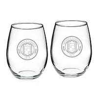 Nichols College Bison Team Graphic Two-Piece 21oz. Stemless Wine Glass Set