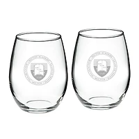 Milton Academy Mustangs Team Design Two-Piece 21oz. Stemless Wine Glass Set