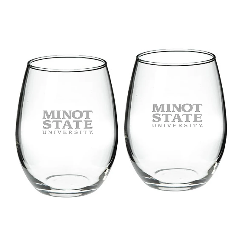 Minot State Beavers Team Design Two-Piece 21oz. Stemless Wine Glass Set