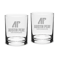 Austin Peay State Governors Team Design 14oz. Classic Double Old Fashion Glass Set