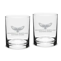Maryland Eastern Shore Hawks Team Design 14oz. Classic Double Old Fashion Glass Set