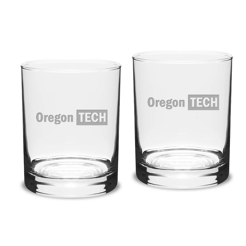 Oregon Tech Hustlin' Owls Team Design 14oz. Classic Double Old Fashion Glass Set