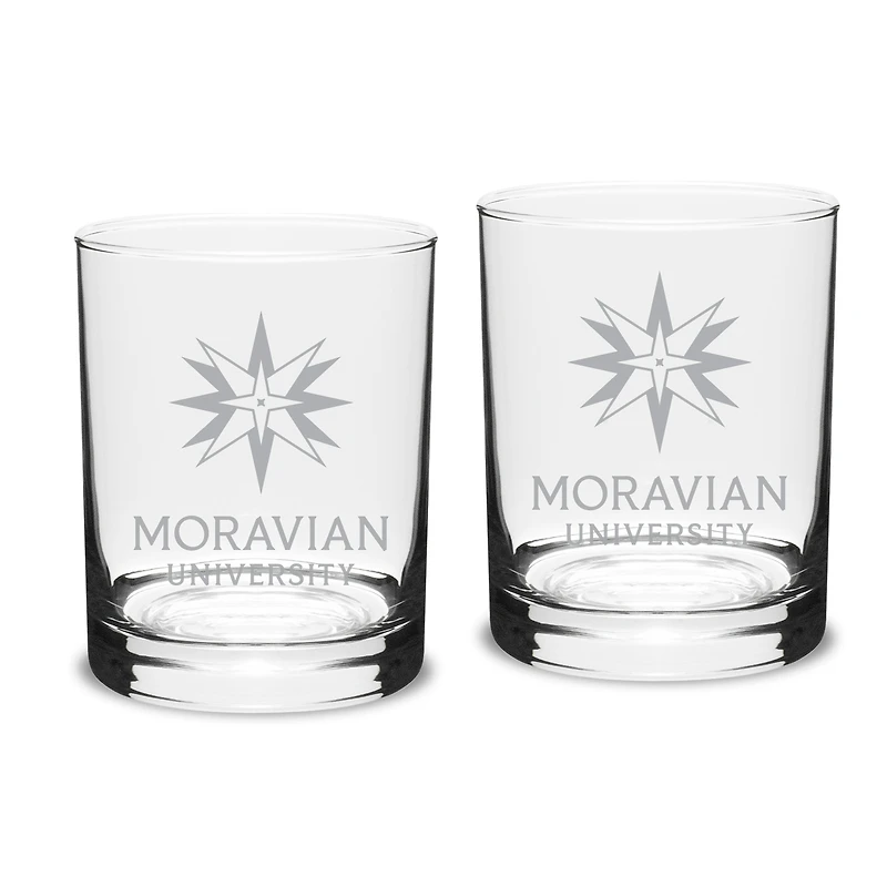 Moravian Greyhounds Team Design 14oz. Classic Double Old Fashion Glass Set