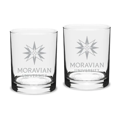 Moravian Greyhounds Team Design 14oz. Classic Double Old Fashion Glass Set