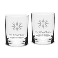 Moravian Greyhounds Team Design 14oz. Classic Double Old Fashion Glass Set