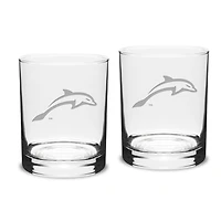 JU Dolphins Team Design 14oz. Classic Double Old Fashion Glass Set