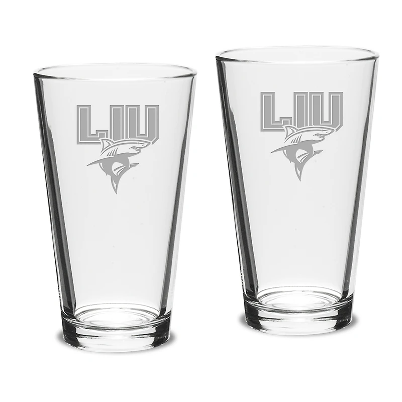 LIU Sharks Team Design Two-Piece 16oz. Classic Pub Glass Set