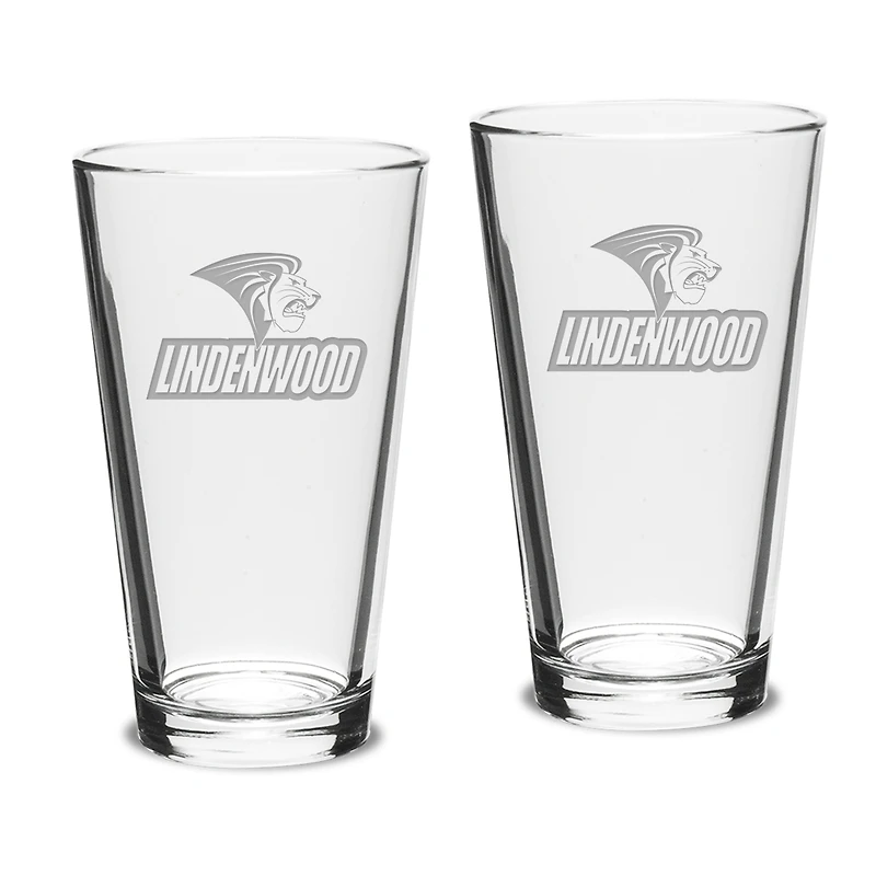 Lindenwood Lions Team Design Two-Piece 16oz. Classic Pub Glass Set