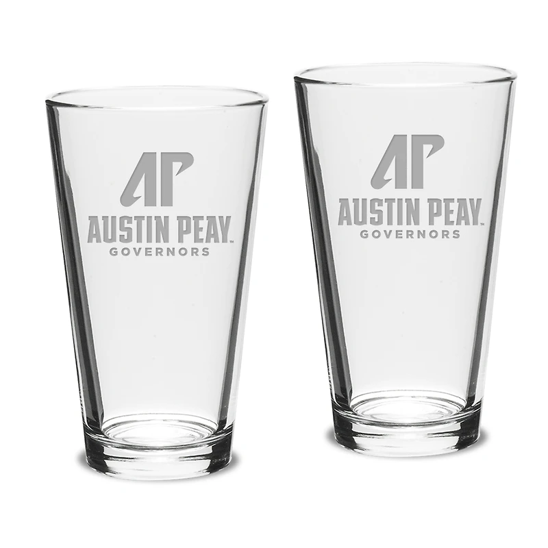 Austin Peay State Governors Team Design Two-Piece 16oz. Classic Pub Glass Set