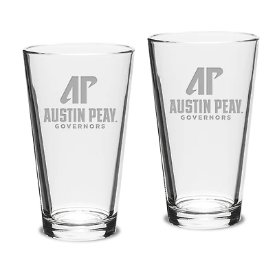 Austin Peay State Governors Team Design Two-Piece 16oz. Classic Pub Glass Set