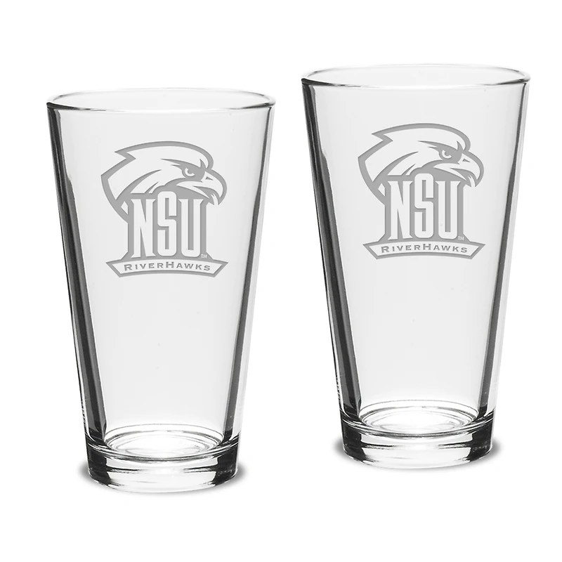 Northeastern State Riverhawks Team Design Two-Piece 16oz. Classic Pub Glass Set