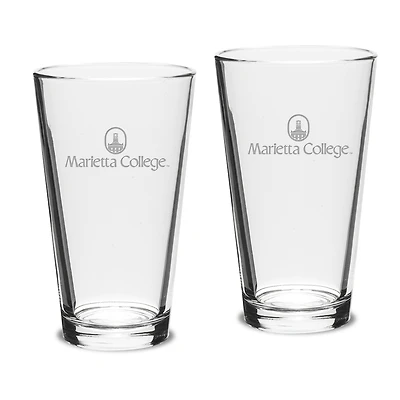 Marietta College Pioneers Team Design Two-Piece 16oz. Classic Pub Glass Set