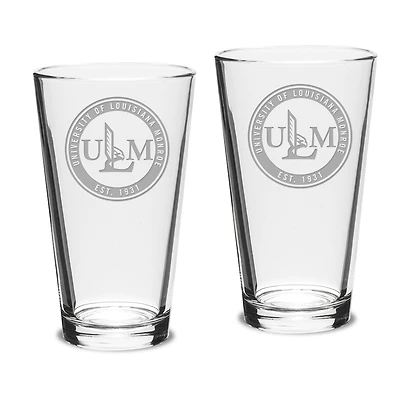 ULM Warhawks Team Design Two-Piece 16oz. Classic Pub Glass Set