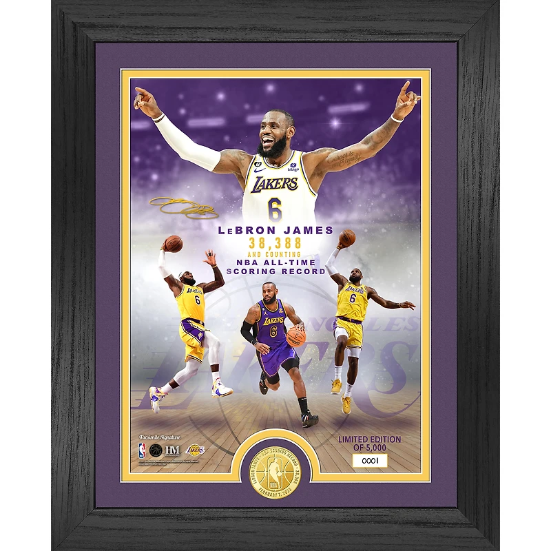 Highland Mint LeBron James Los Angeles Lakers 13'' x 16'' NBA Legends All-Time Scoring Record Bronze Coin Photo Mint