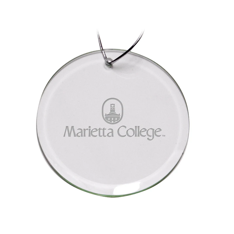 Marietta College Pioneers Primary Logo 3'' Round Glass Ornament