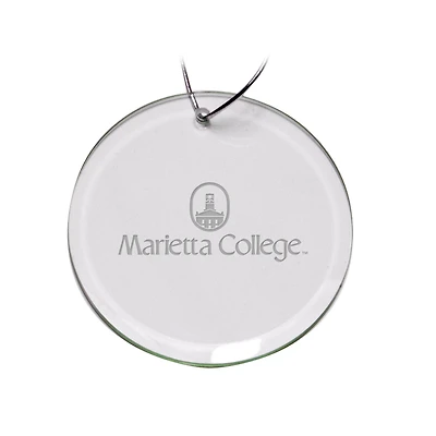 Marietta College Pioneers Primary Logo 3'' Round Glass Ornament