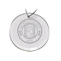 Nichols College Bison Team Logo 3'' Round Glass Ornament