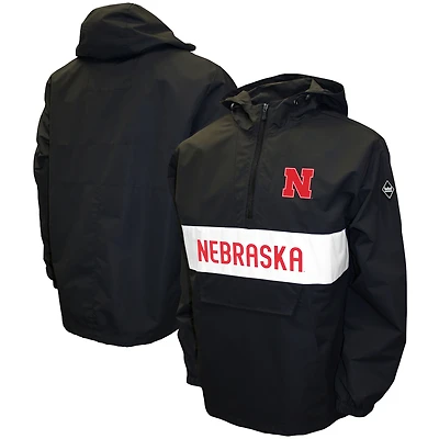 Men's Franchise Club Black Nebraska Huskers Alpha Anorak Half-Zip Jacket