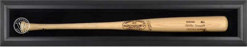 Milwaukee Brewers Black Framed Wall-Mounted Single Bat 2020-Present Logo Display Case