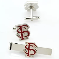Florida State Seminoles (FSU) Silvertone Team Logo Tie Clip & Cufflinks Set