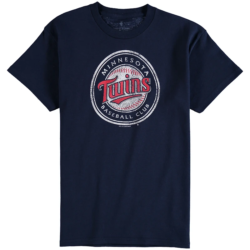 Minnesota Twins Youth Distressed Logo T-Shirt - Navy Blue