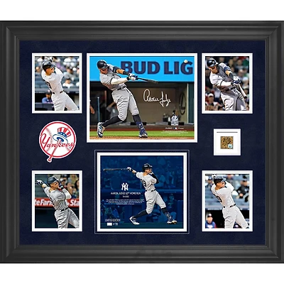 Aaron Judge New York Yankees Autographed Framed 20" x 24" 62nd Home Run Collage with a Capsule of Game-Used Dirt from 62nd Home Run Game - Limited Edition of 99