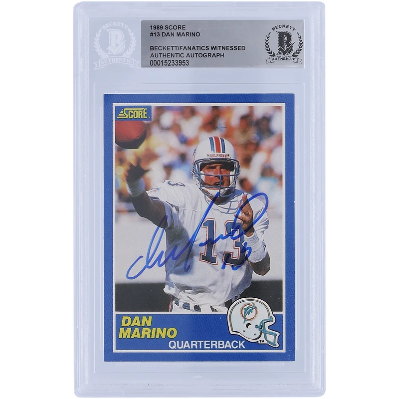 Dan Marino Miami Dolphins Autographed 1989 Score #13 Beckett Fanatics Witnessed Authenticated Card