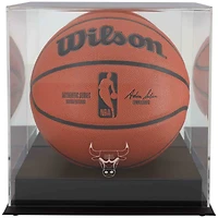 Chicago Bulls Black Base Team Logo Basketball Display Case with Mirrored Back