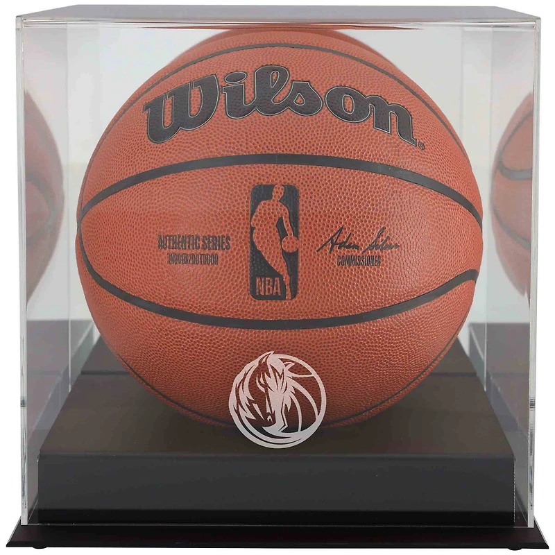 Dallas Mavericks Black Base Team Logo Basketball Display Case with Mirrored Back