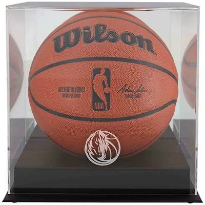 Dallas Mavericks Black Base Team Logo Basketball Display Case with Mirrored Back