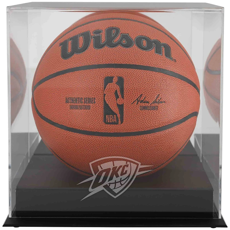 Oklahoma City Thunder Black Base Team Logo Basketball Display Case with Mirrored Back