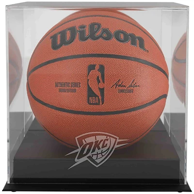 Oklahoma City Thunder Black Base Team Logo Basketball Display Case with Mirrored Back