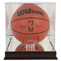 Oklahoma City Thunder Mahogany Team Logo Basketball Display Case with Mirrored Back